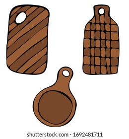 Conjunto de utensilios de cocina y utensilios ilustraciones vectoriales a mano dibujadas en un estilo moderno y brillante, aislado en fondo blanco. Elementos para el diseño.