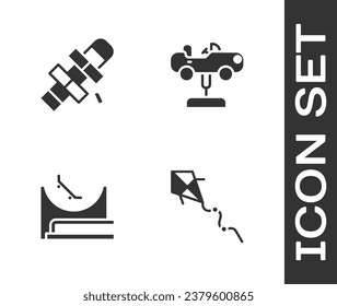 Set Kite, Hopscotch, Skate park and Swing car icon. Vector