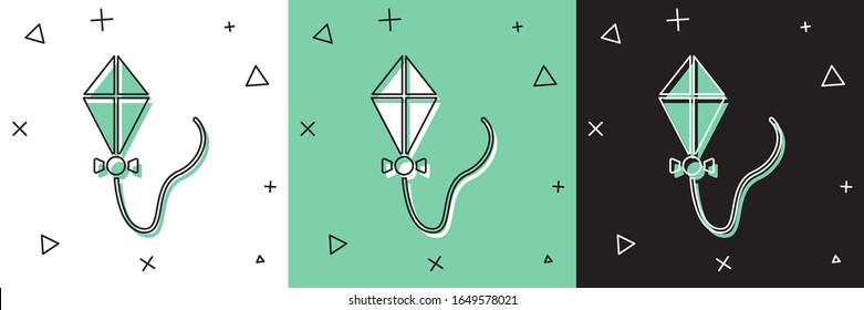 Set Drachensymbol einzeln auf weißem und grünem, schwarzem Hintergrund. Vektorillustration-Illustration