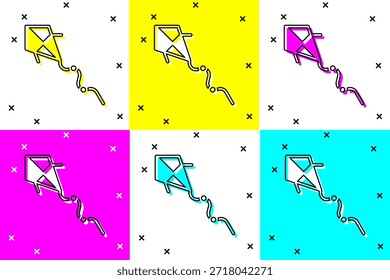 Establecer icono de cometa aislado en el fondo de color.  Vector