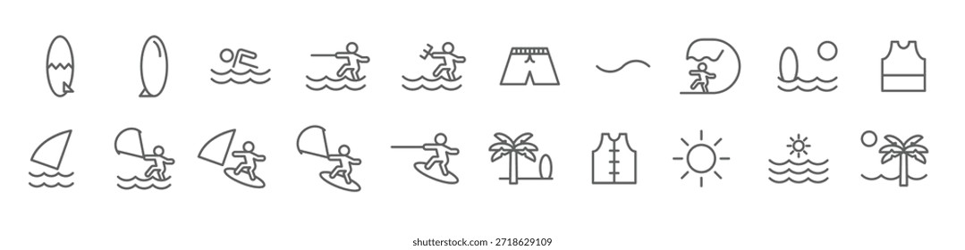 Set von Drachensurfen, Vektorgrafik 