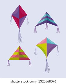 set of kites flying icon