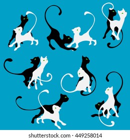 Set of kitten silhouettes.