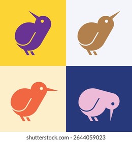 Set of Kiwi bird logo. Icon design. Template elements