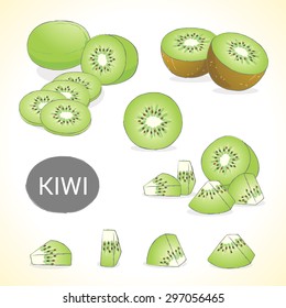 Set of kiwi fruit in vector and various styles for your design