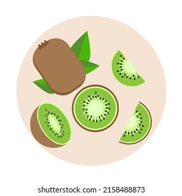 conjunto de frutos kiwi , estilo plano, ilustración vectorial