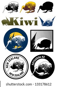 Set of Kiwi icons, vector