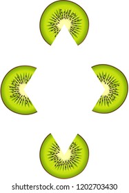 Set kiwi slices shape diamond frame