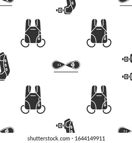 Set Knee pads, Skateboard trick and Parachute on seamless pattern. Vector