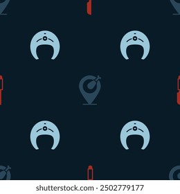 Set Knife, Chicken leg and Fish steak on seamless pattern. Vector