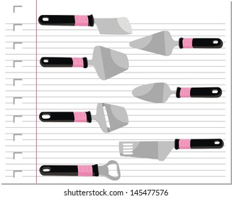 set knife cooking with on paper