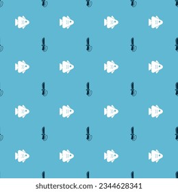 Set Knife and Fish on seamless pattern. Vector
