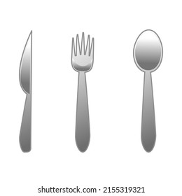 A set of  a knife, fork, and spoon with a white background