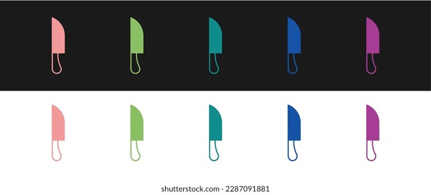 Set Knife icon isolated on black and white background. Cutlery symbol.  Vector