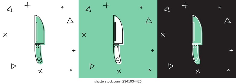 Set Knife icon isolated on white and green, black background. Cutlery symbol.  Vector