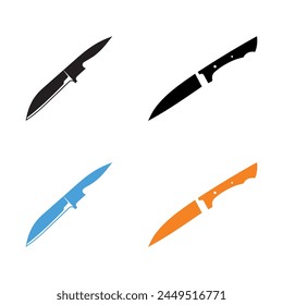 Conjunto de iconos de cuchillo. Ilustración vectorial en estilo plano