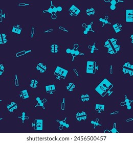 Set Knife, Lunch box, Meatballs on wooden stick and Online ordering food on seamless pattern. Vector