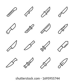 Set of knife related vector line icons. Premium linear symbols pack. Vector illustration isolated on a white background. Web symbols for web sites and mobile app. Trendy design. 