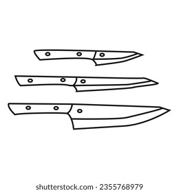 Set of knife related vector line icons. Vector illustration isolated on a white background. Web symbols for web sites and mobile app. Trendy design.