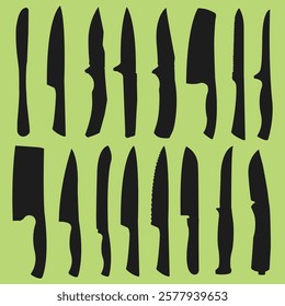 set of knife silhouette collection with different shapes