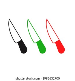 Set of Knife vector icon on white. Knife flat sign design. Vector. EPS 10