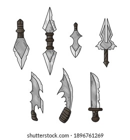 Set of knifes. Vector illustration. Isolated objects on a white background.
