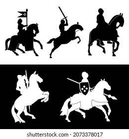 A set of knight horsemen's illustrations made simply and modern for your business or project needs