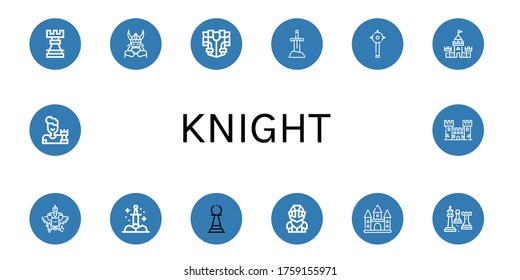 Set of knight icons. Such as Rook, Viking, Armour, Sword, Mace, Castle, Coat of arms, Pawn, Knight, Chess, Fortress , knight icons