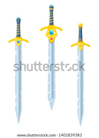 A set of knight swords in the style of flat. Vector isolates on a white background.
