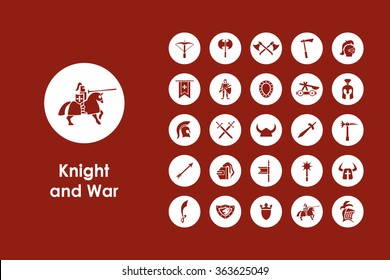Set of knight and war simple icons