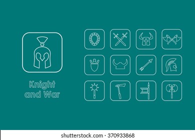Set of knight and war simple icons