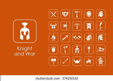 Set of knight and war simple icons