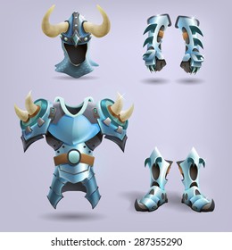 Set of Knight's armor. Vector illustration.