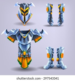 Set of Knight's armor. Vector illustration.