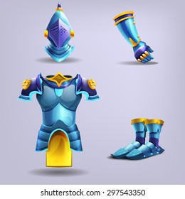 Set of Knight's armor. Vector illustration.