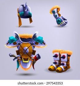 Set of Knight's armor. Vector illustration.