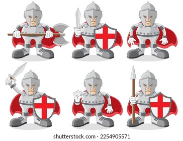 Set of knights. Isolated on white background. Vector illustration. 