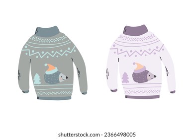 set of knit pullover for winter, ugly sweater