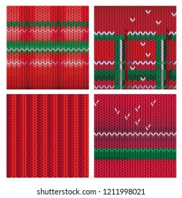 Set Knitted background / Christmas pattern / Winter background / Vector illustration