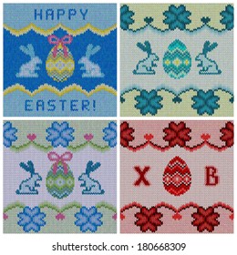 Set of the knitted Easter backgrounds