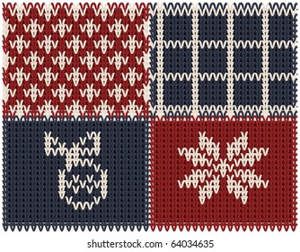 Set of knitted New Year patterns