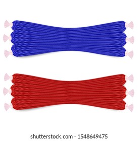 set of knitted scarves red and blue vector
