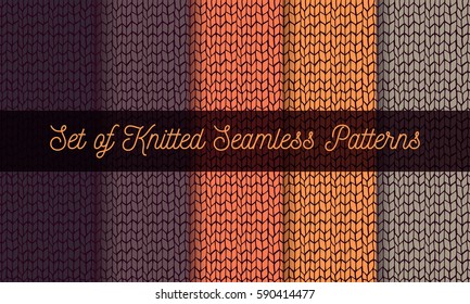 Set of knitted seamless patterns. Merino wool patterns