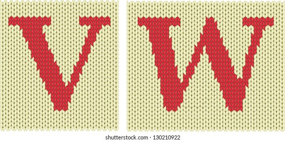 Set of knitted silhouette figures letters