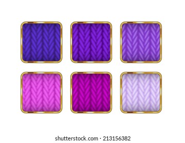 Set of knitted vector icons.