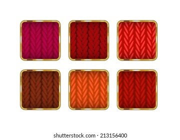 Set of knitted vector icons.
