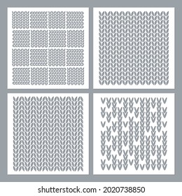 Set of knitting pattern stencil. Template for cards, invitations. Suitable for laser cutting, plotter cutting. Winter holiday design template. Christmas geometric ornament