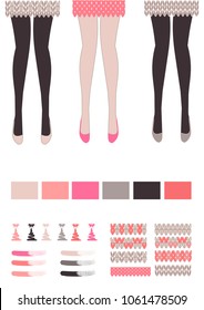 A set of knitting patterns and colors for clothes