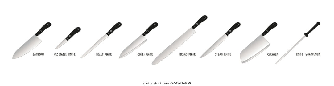 Set Knives With Black Handles