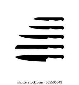 Set of knives black silhouette. Vector